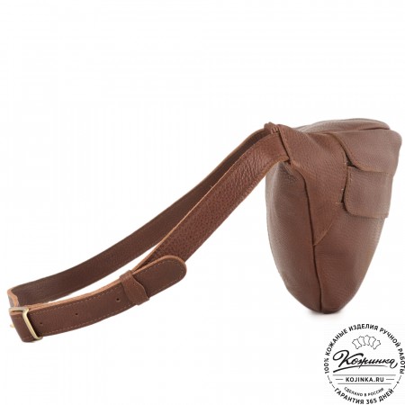 Кожаная сумка на пояс "Камиль" (фактура коричневый)