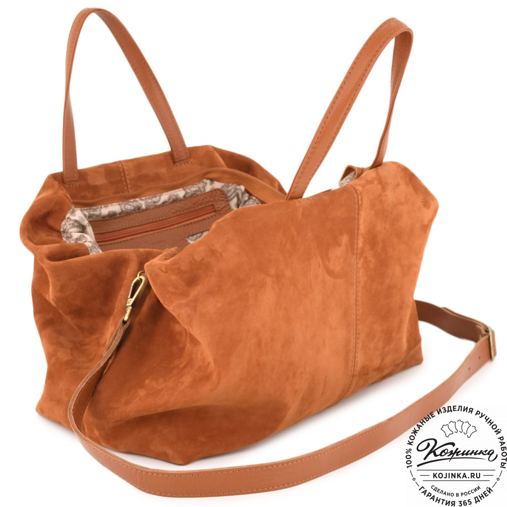Женская кожаная сумка "Испания" велюр (рыжая)