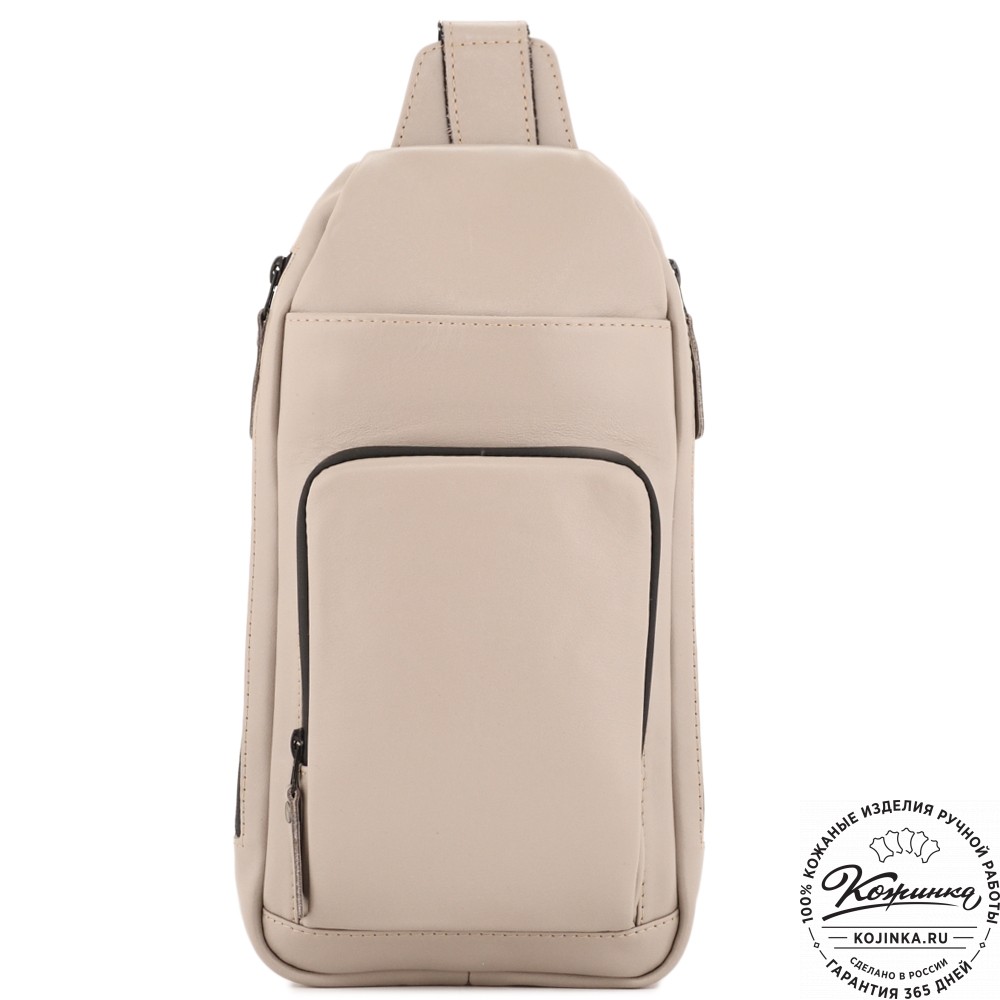 Кожаная сумка на грудь "Вульф" (капучино)