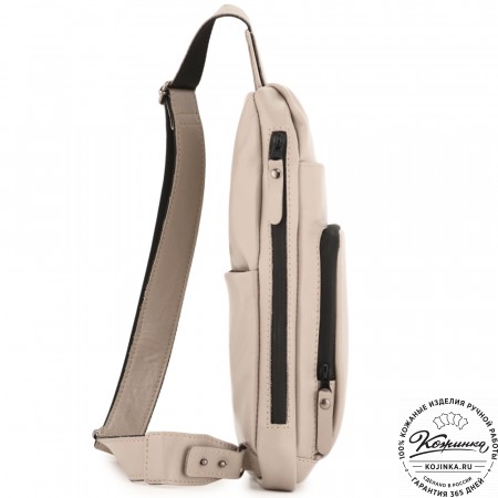 Кожаная сумка на грудь "Вульф" (капучино)