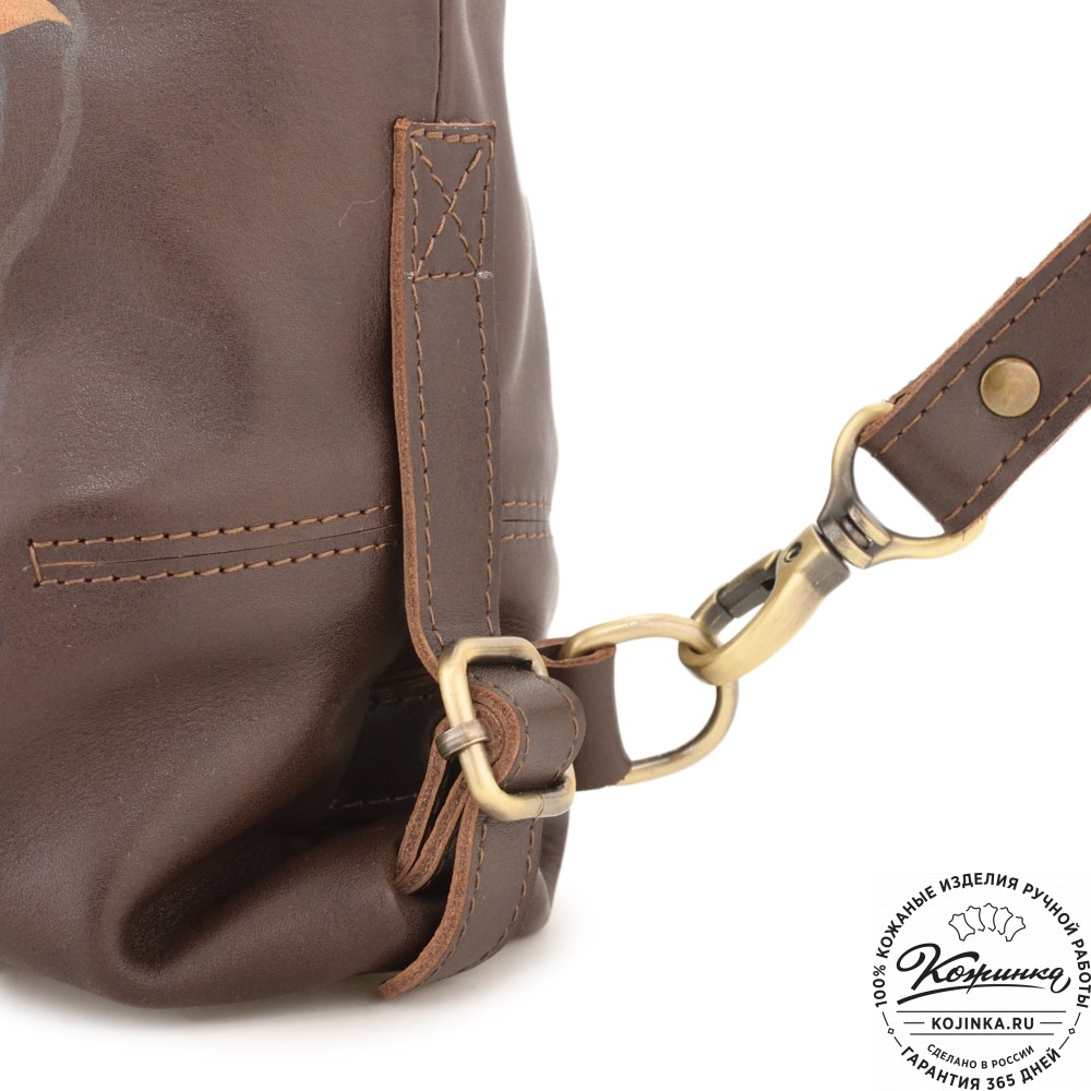 Кожаный рюкзак "Греция" "Алиса и Чешир" (коричневый)