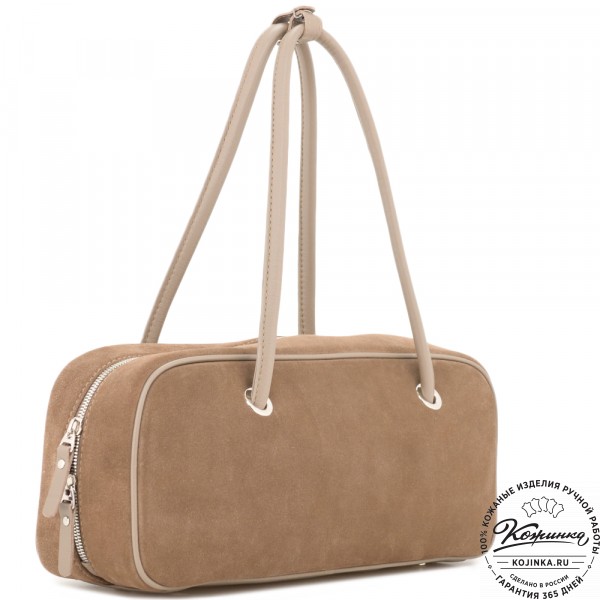 Женская кожаная сумка "Тамань" велюр (капучино). фото 1