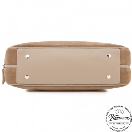 Женская кожаная сумка "Тамань" велюр (капучино)