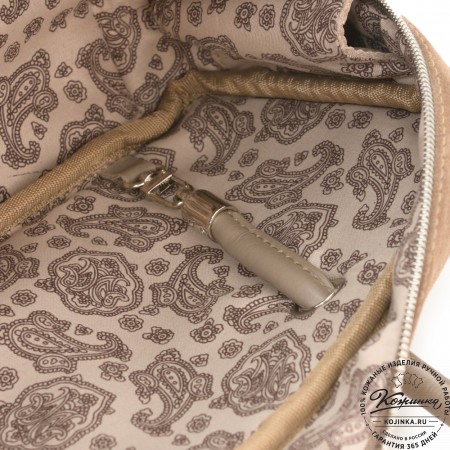 Женская кожаная сумка "Тамань" велюр (капучино)