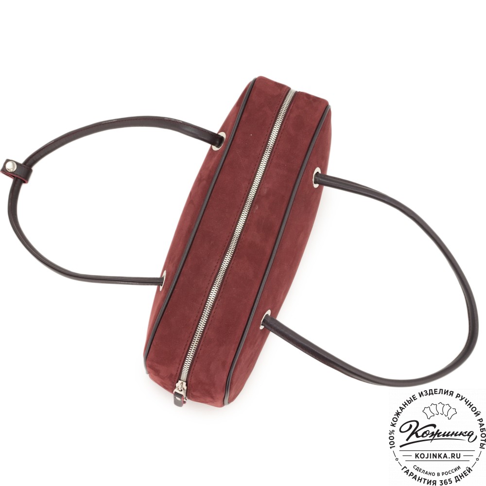 Женская кожаная сумка "Тамань" велюр (вишня)