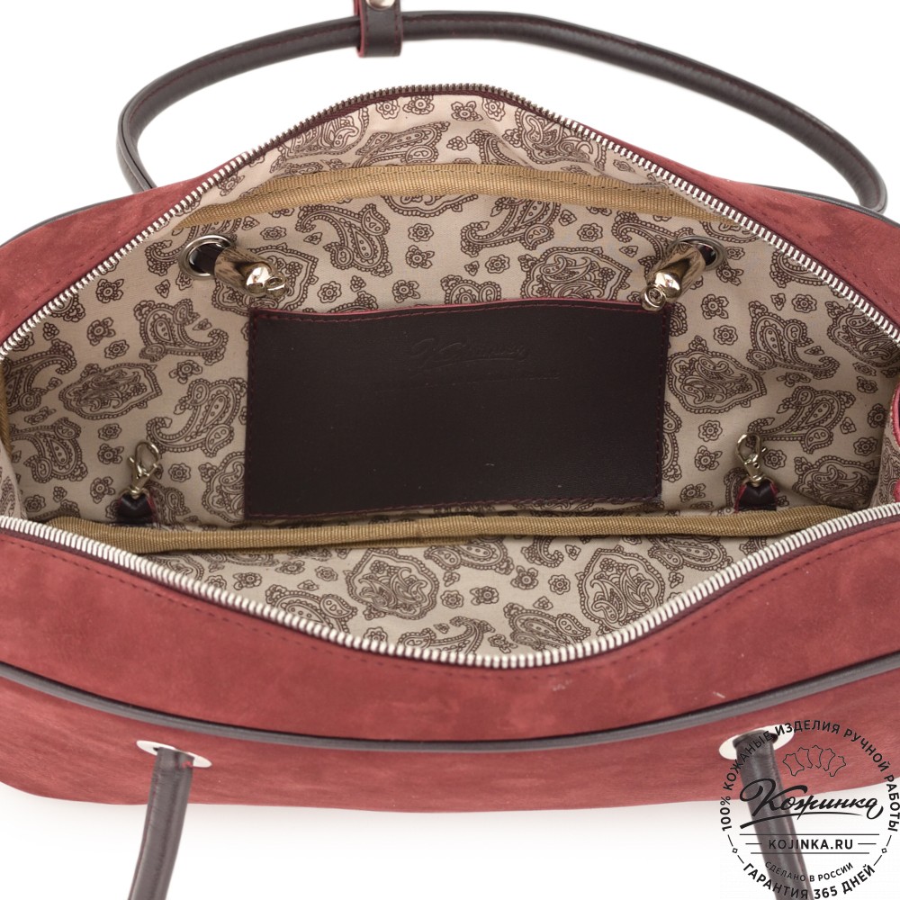 Женская кожаная сумка "Тамань" велюр (вишня)