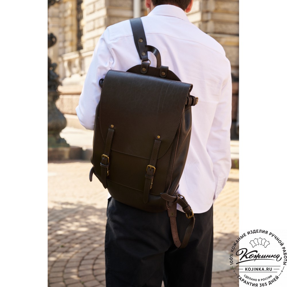 Кожаный рюкзак "Рафаэль New" (коричневый с темно-коричневым)