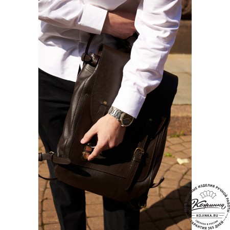 Кожаный рюкзак "Рафаэль New" (коричневый с темно-коричневым)