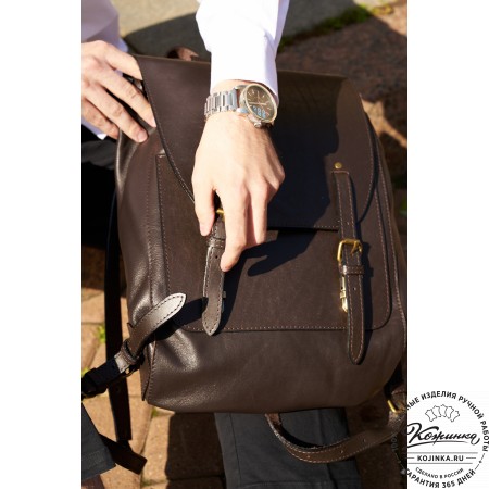 Кожаный рюкзак "Рафаэль New" (коричневый с темно-коричневым)