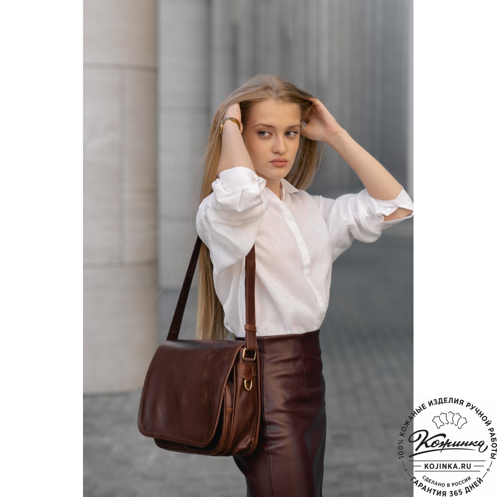 Кожаная сумка "Риана" (бежевый крейзи)