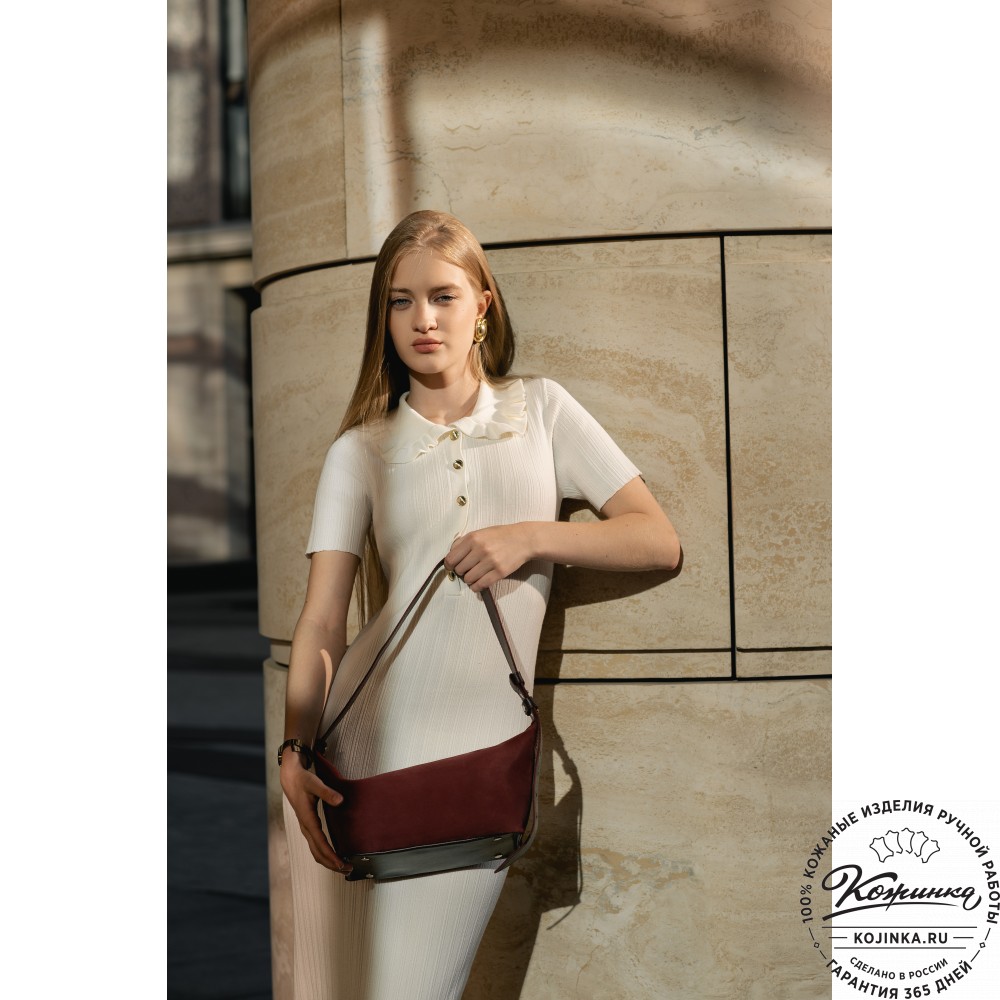 Женская кожаная сумка "Тойс" велюр (синий)