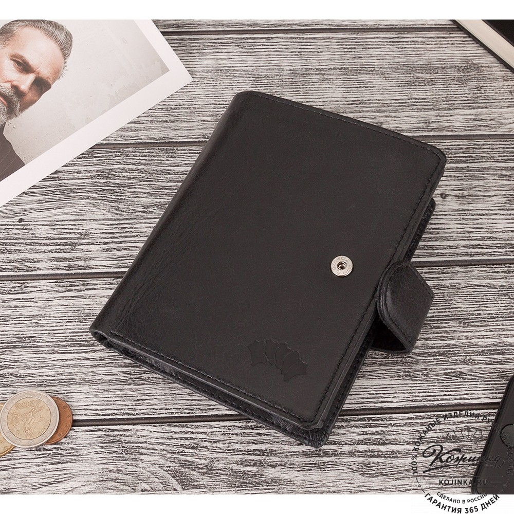 Кожаное портмоне "Пушкин" (чёрное)