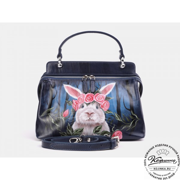 Женская кожаная сумка "Орнелла"  "Кролик в розах" . фото 1