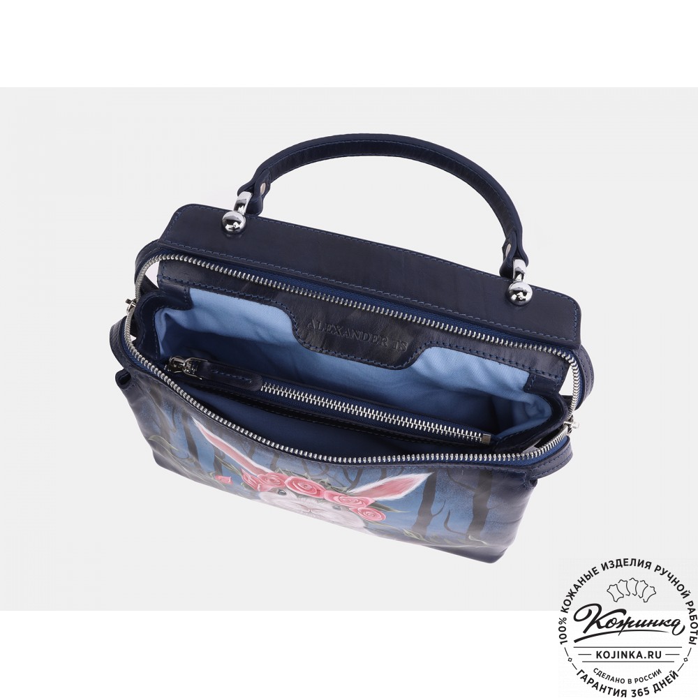 Женская кожаная сумка "Орнелла"  "Кролик в розах" 