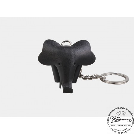 Кожаный брелок "Слоник" (чёрный) 