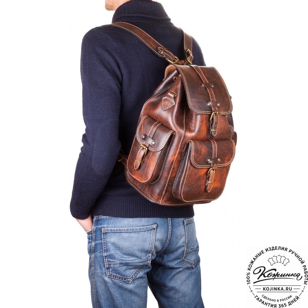 Кожаный рюкзак "Патриот" (коричневый эксклюзив)