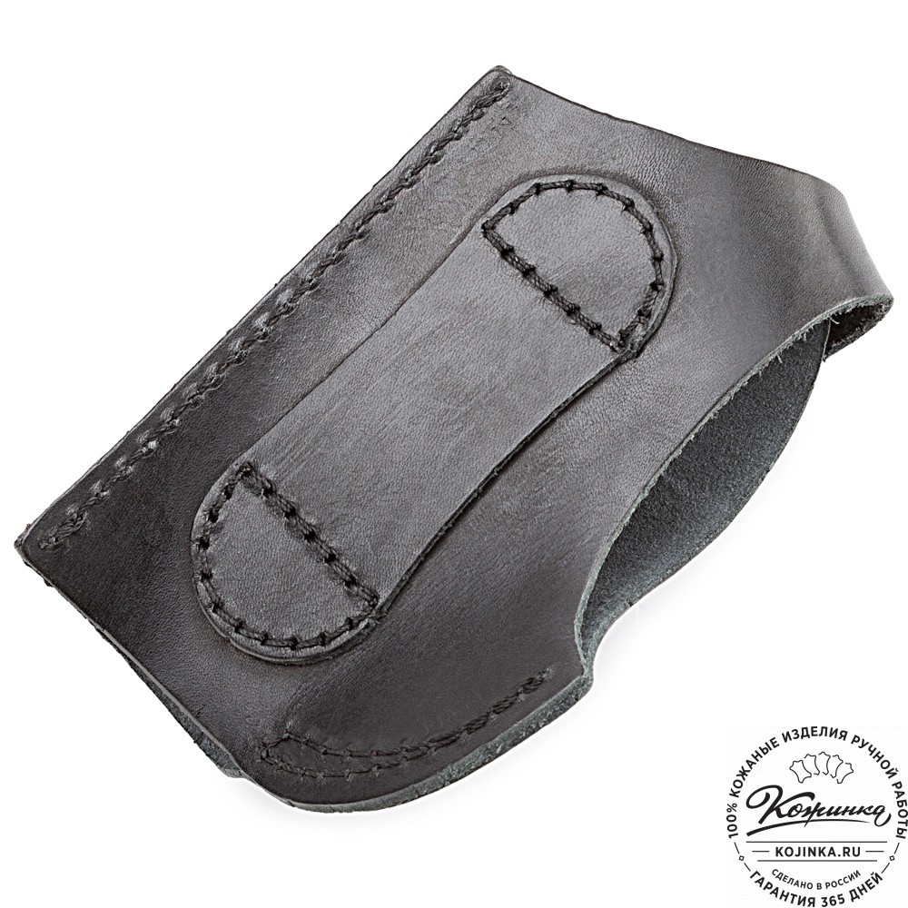 Кожаная поясная кобура  для пистолета "Пионер" (черная)