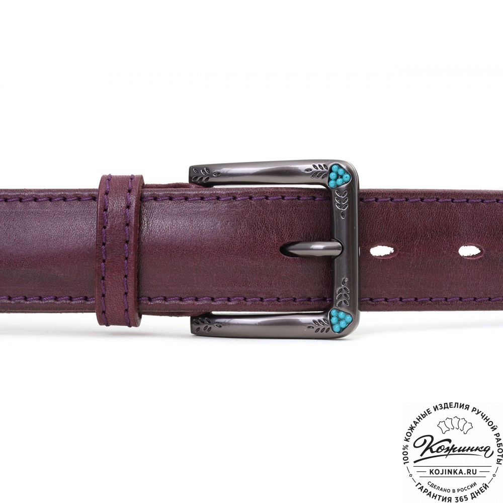 Кожаный ремень "Ирис" (фиолетовый)