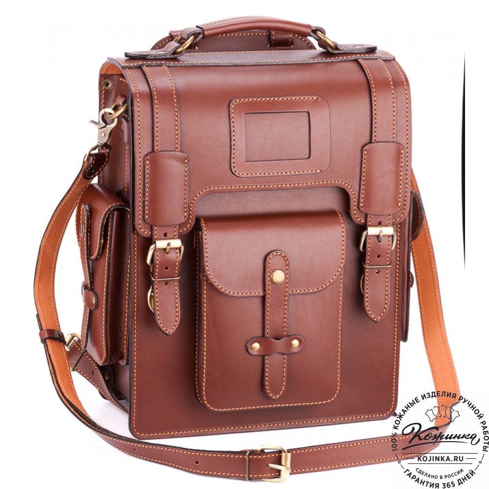 Кожаный ранец-портфель "Джон" (коричневый)