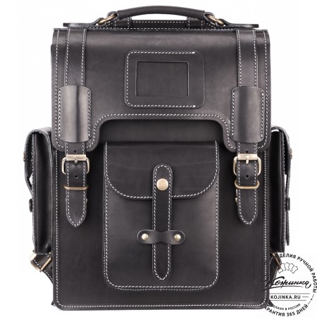 Кожаный ранец-портфель "Джон" (черный)