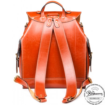 Кожаный рюкзак "Пехотинец" (Рыжий)
