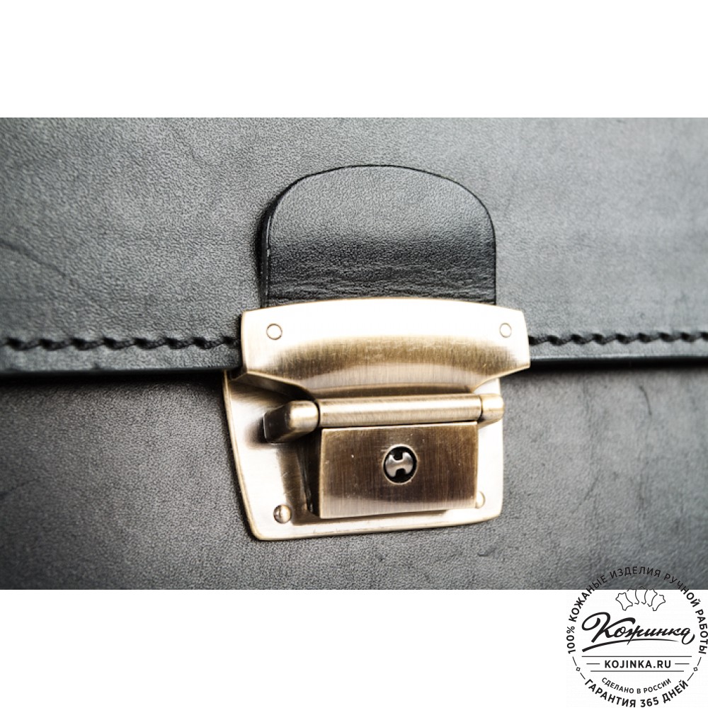 Деловой кожаный портфель "Мини" (чёрный)