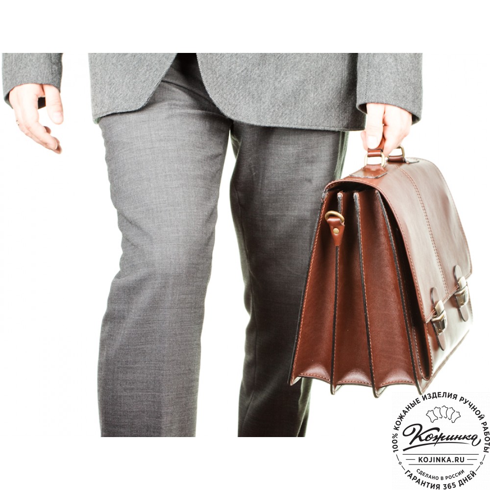 Кожаный деловой портфель "Адвокат-2" (коричневый)