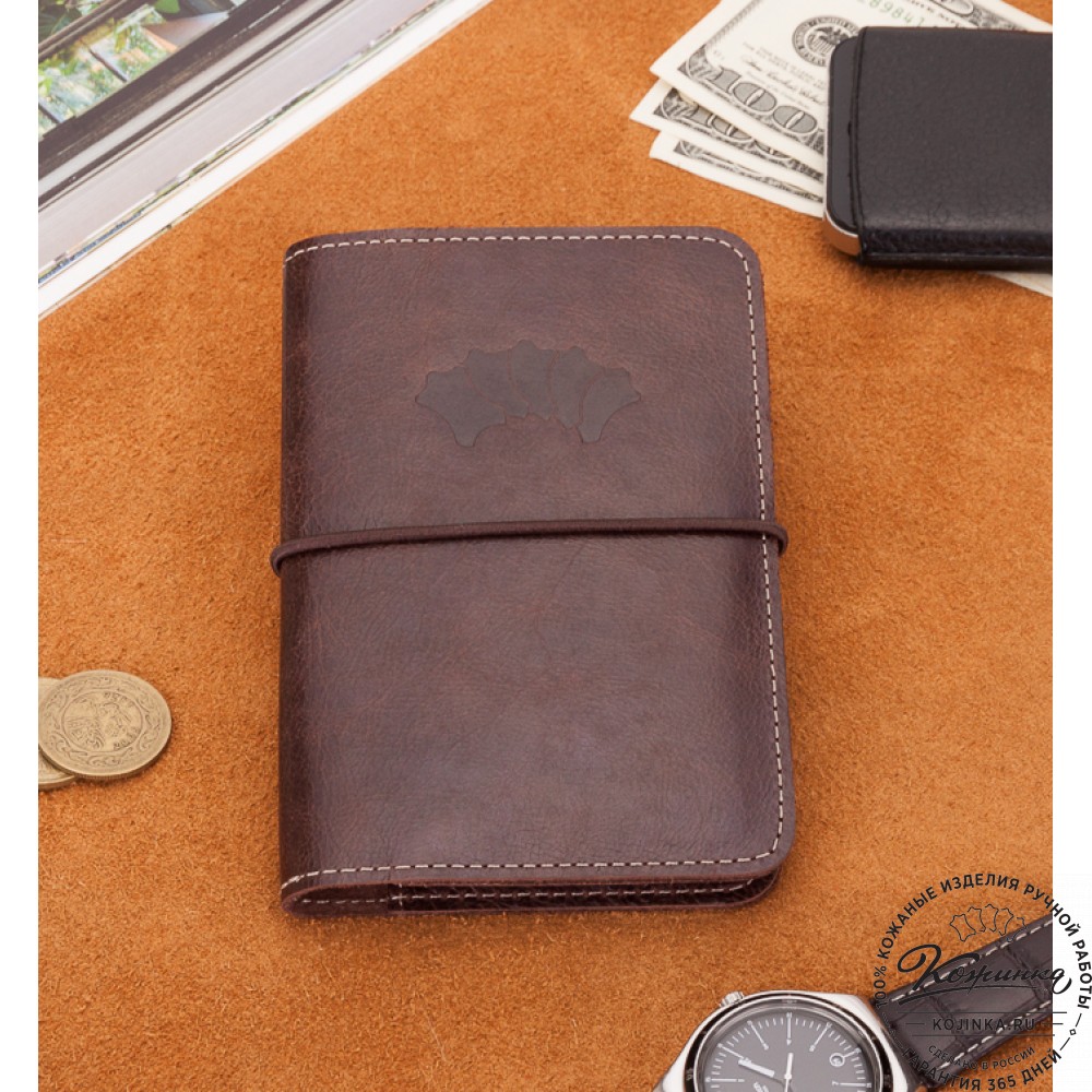 Кожаная обложка на паспорт Прага (коричневая)
