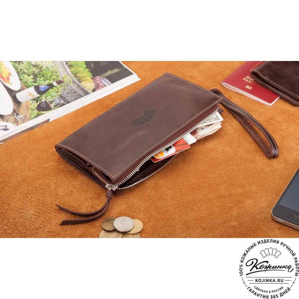 Кожаный клатч  Москва (коричневый)
