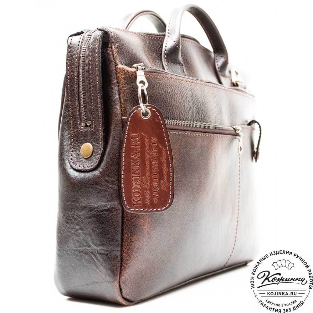 Кожаная деловая сумка "Гранд" (коричневый эксклюзив)