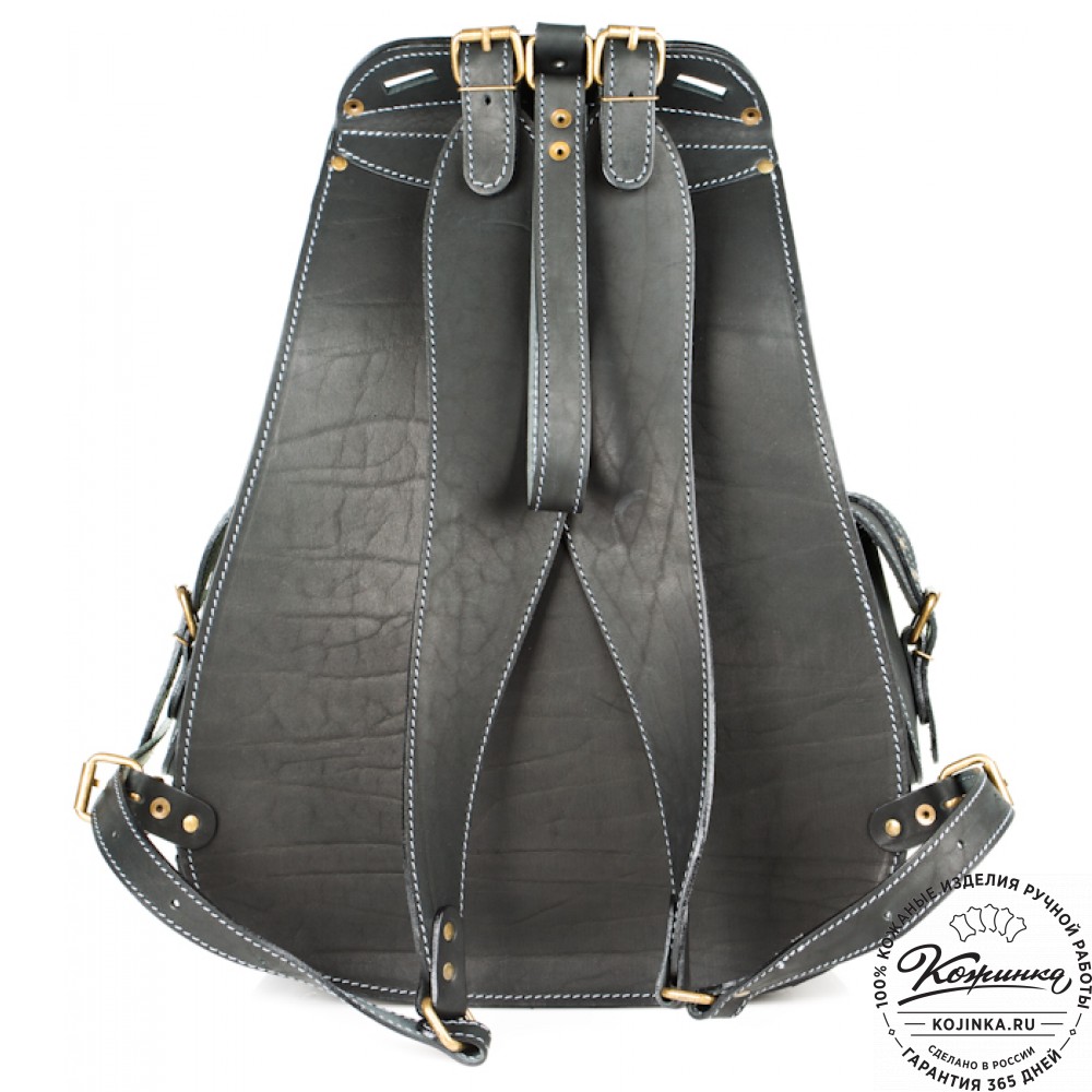 Мужской кожаный рюкзак "Байкер" (чёрный)