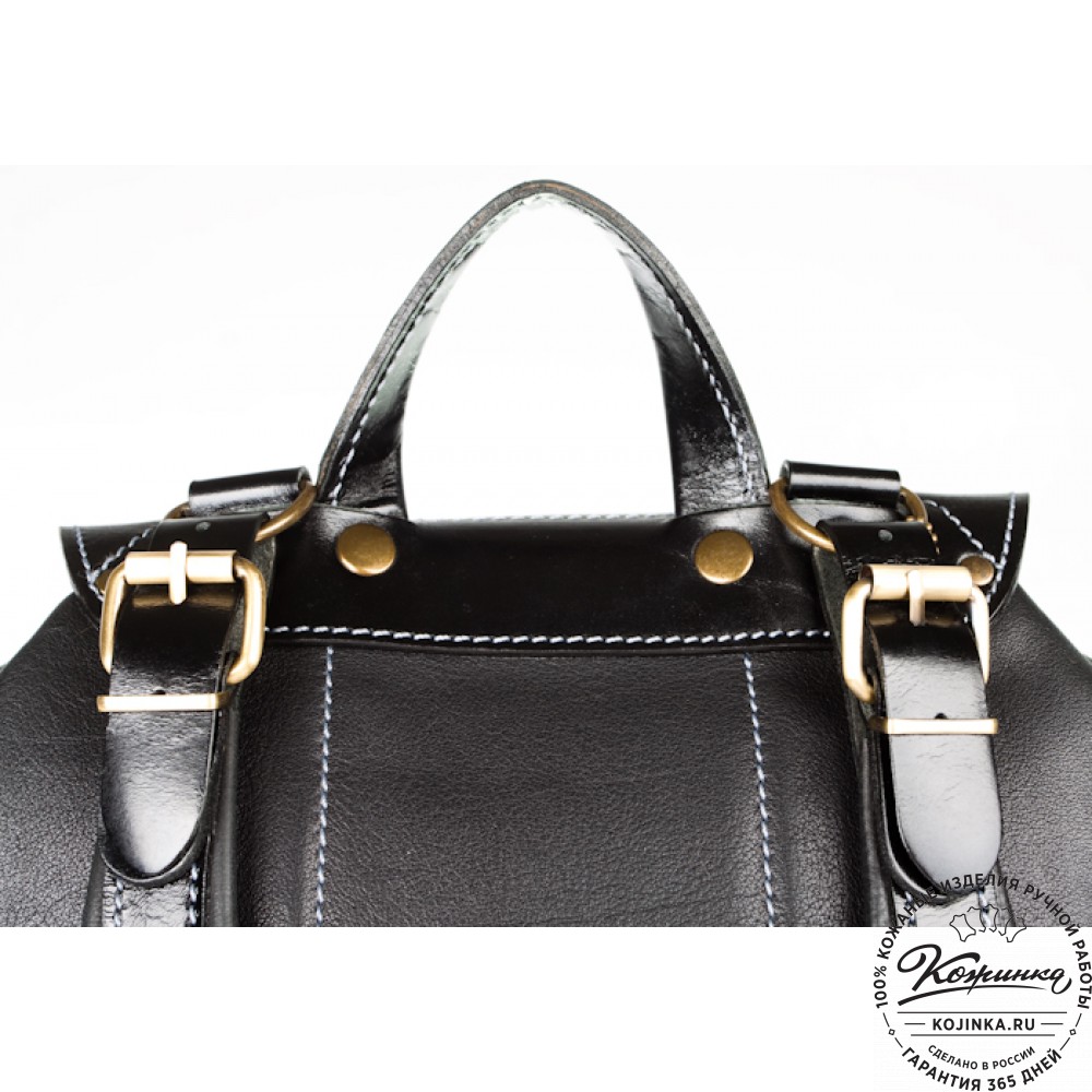 Мужской кожаный рюкзак "Следопыт" (чёрный)