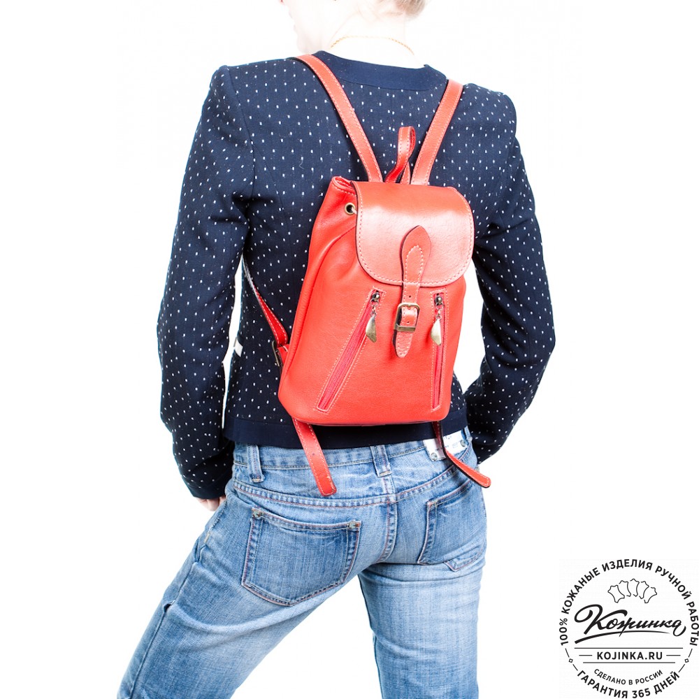 Женский кожаный рюкзак "Жоли" (синий)