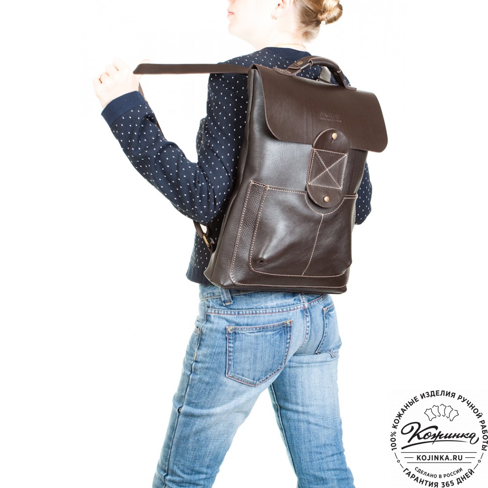 Кожаный рюкзак "Спэйс" (темно-коричневый)
