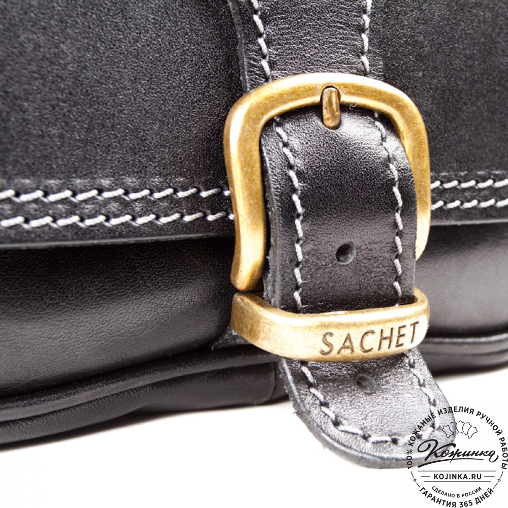 Кожаный дорожный саквояж "Большой" (чёрный)