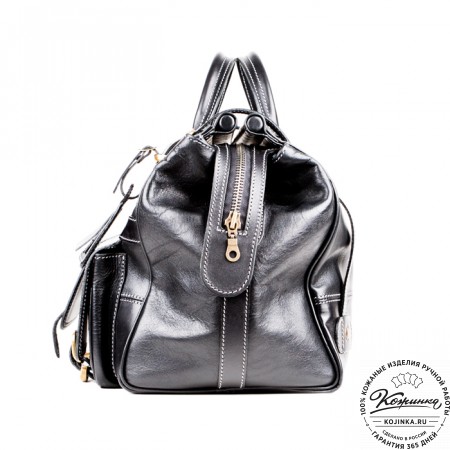 Кожаный дорожный саквояж "Большой" (чёрный)