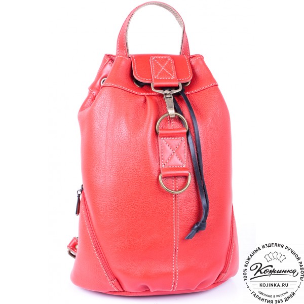Женский кожаный рюкзак "Скиппи" (красный). фото 1