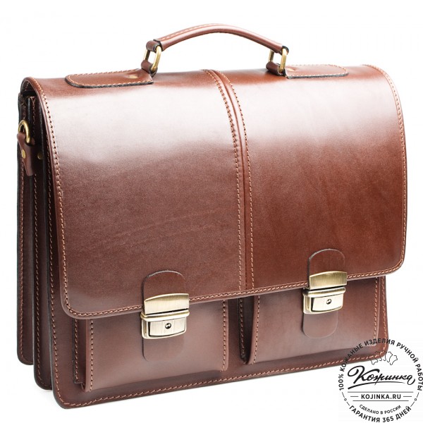 Кожаный деловой портфель "Адвокат-1" (коричневый). фото 1