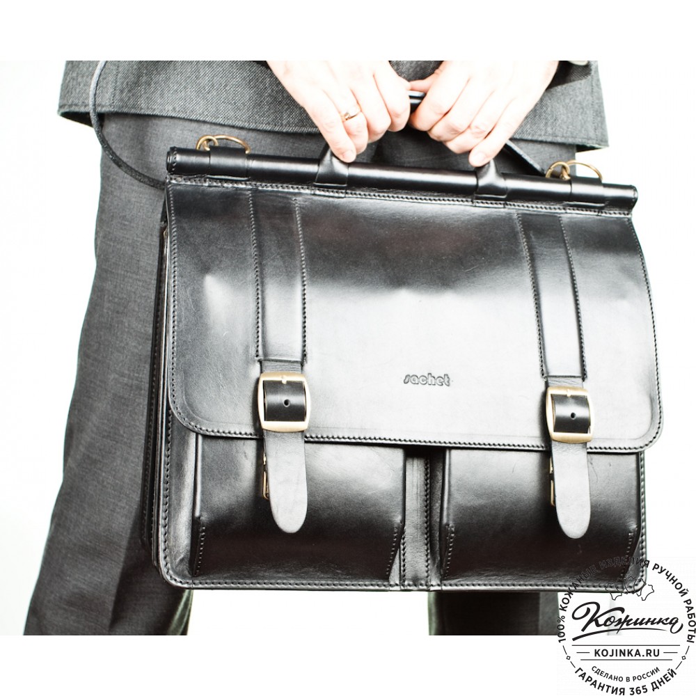 Кожаный портфель "Префект" (чёрный)