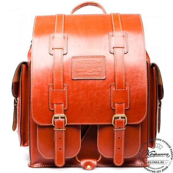 Кожаный рюкзак "Пехотинец" (Рыжий). фото 1