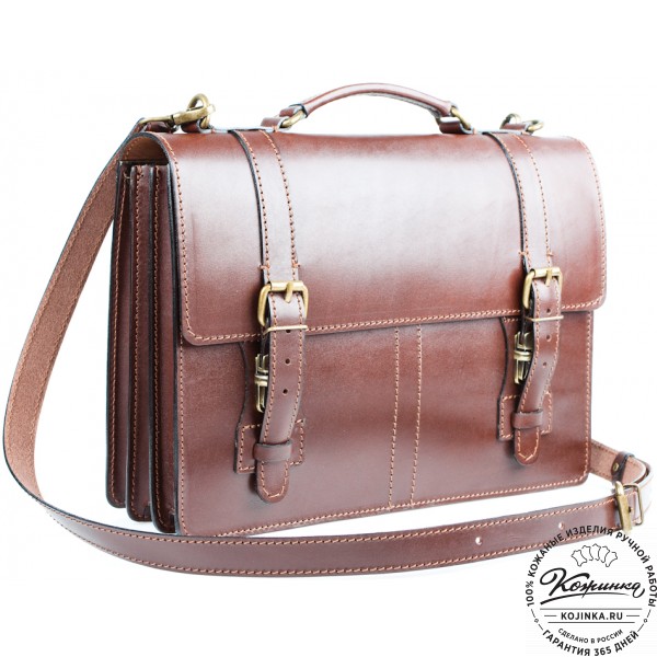 Деловой кожаный портфель "Увертюра" (коричневый). фото 1