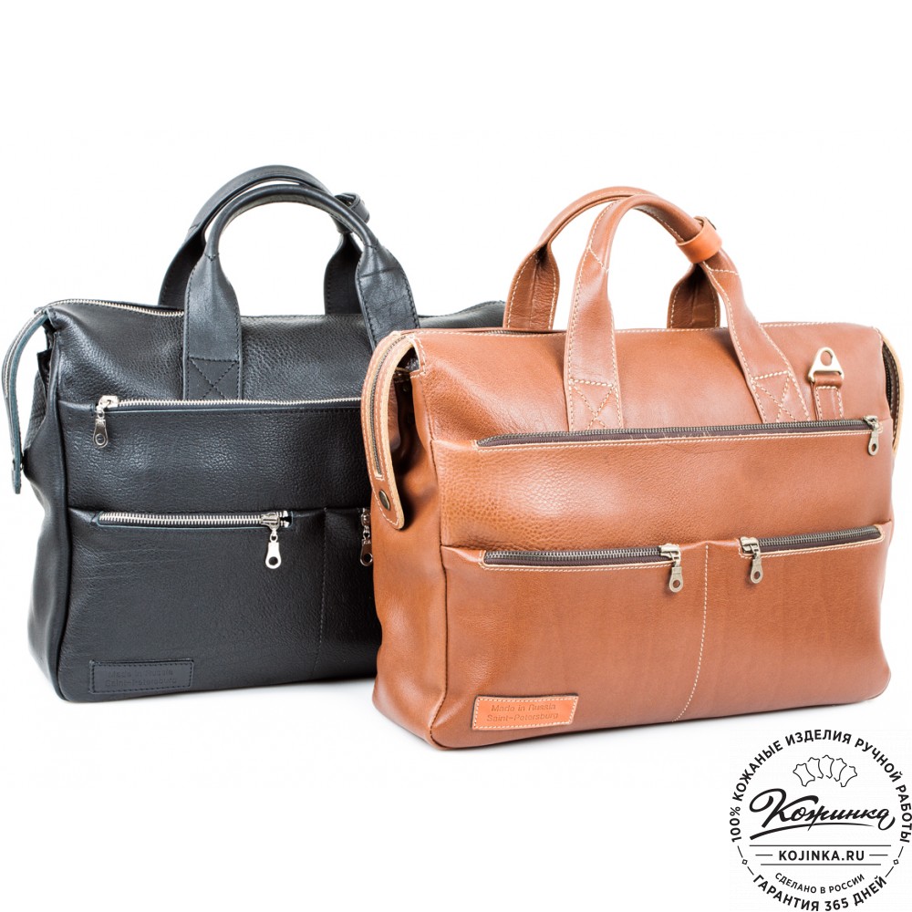 Кожаная деловая сумка "Марк" (рыжий крейзи)