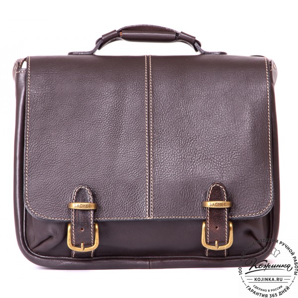 Кожаный портфель "Сорбонна" (темно-коричневый). фото 1