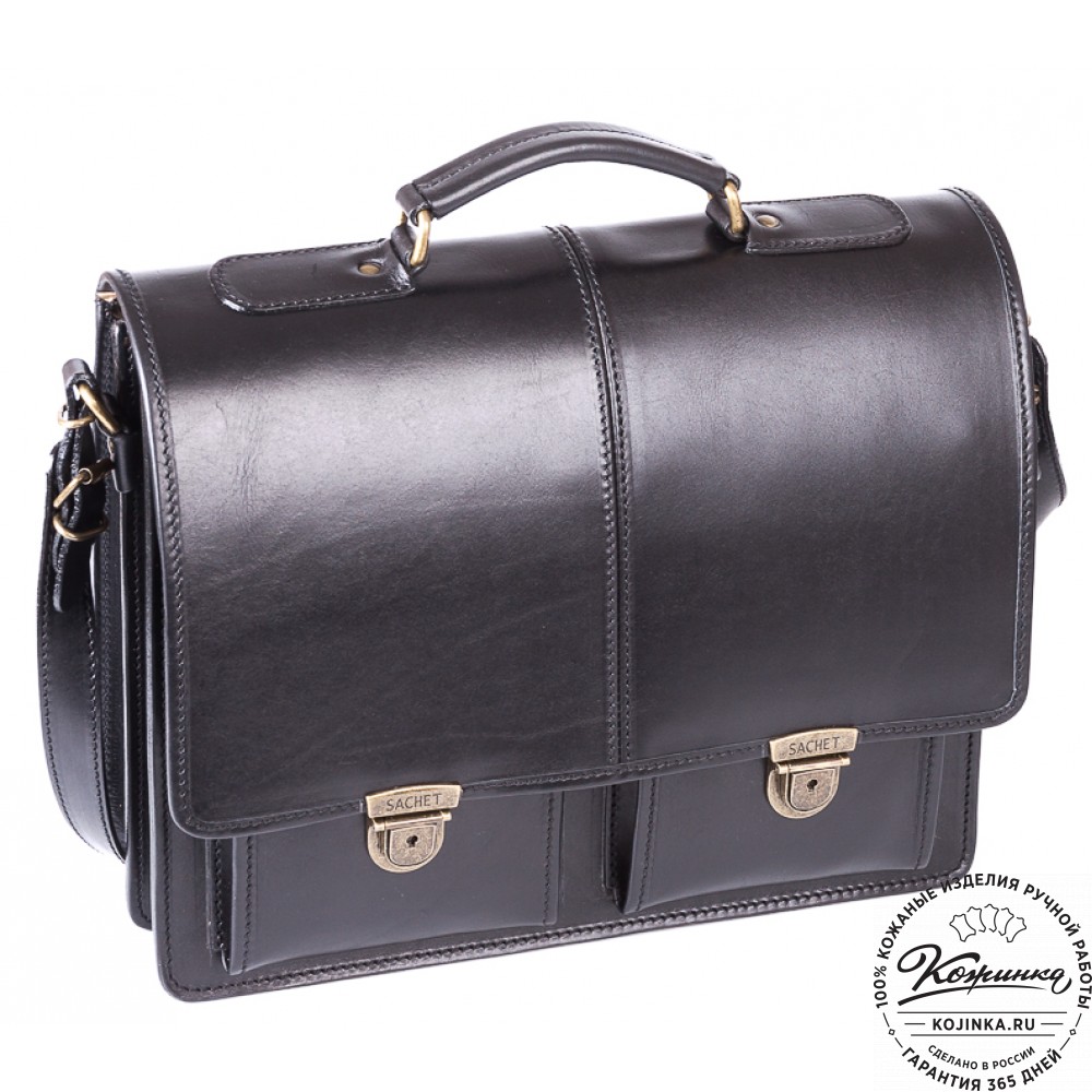 Кожаный деловой портфель "Адвокат-1" (черный)